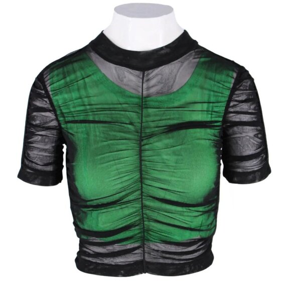 Alexander Wang Double Layer Top in Stretch Mesh Black/Iguana XS - Picture 2 of 8